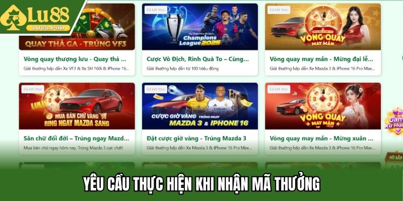 Yêu cầu thực hiện khi nhận mã thưởng